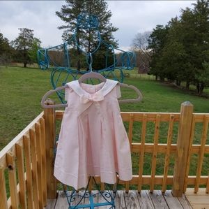 MAGGIE & Zoe pink and white linen/cotton spring dress baby girl